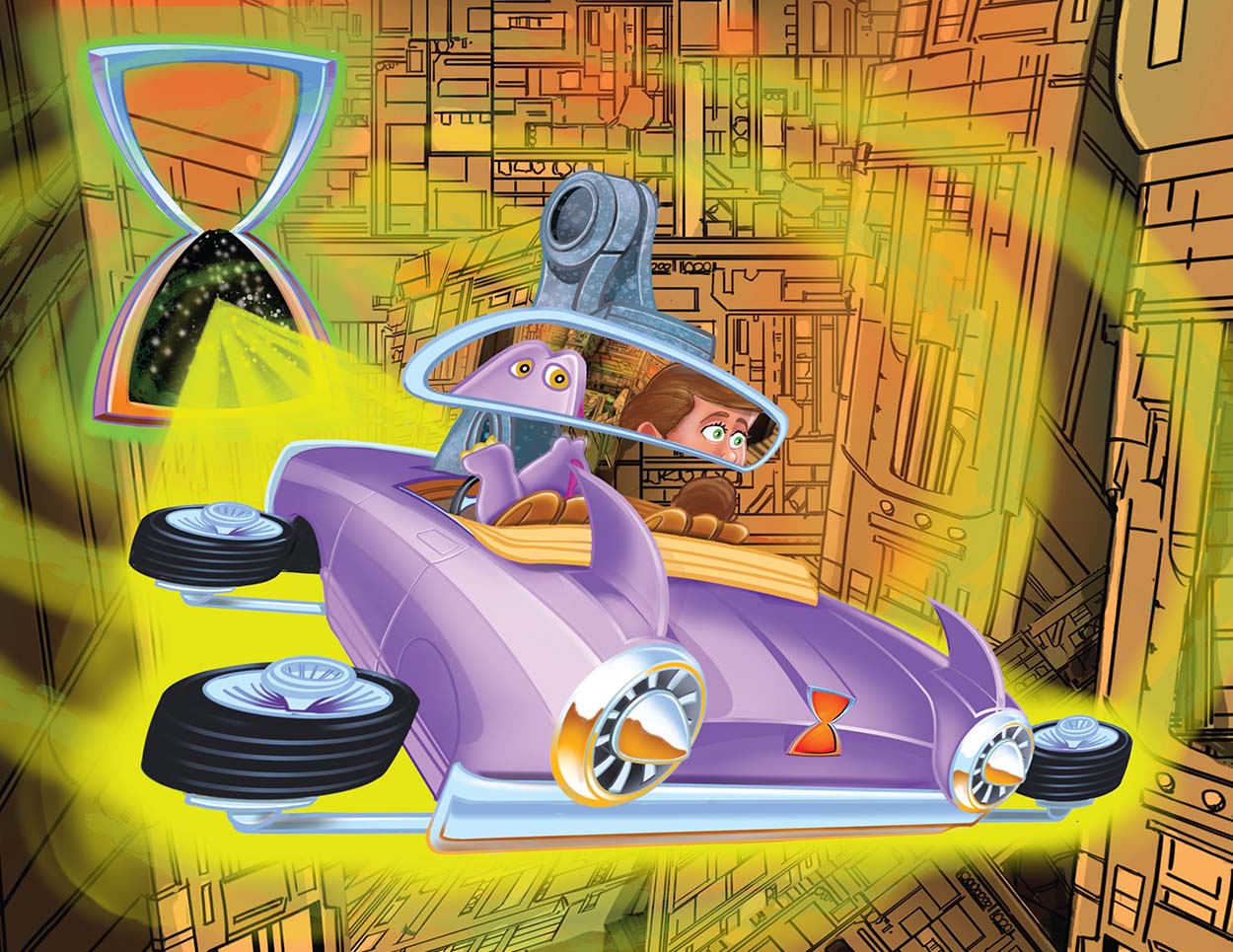 Purple Stuffies Car Illustration by Dan Humphreys